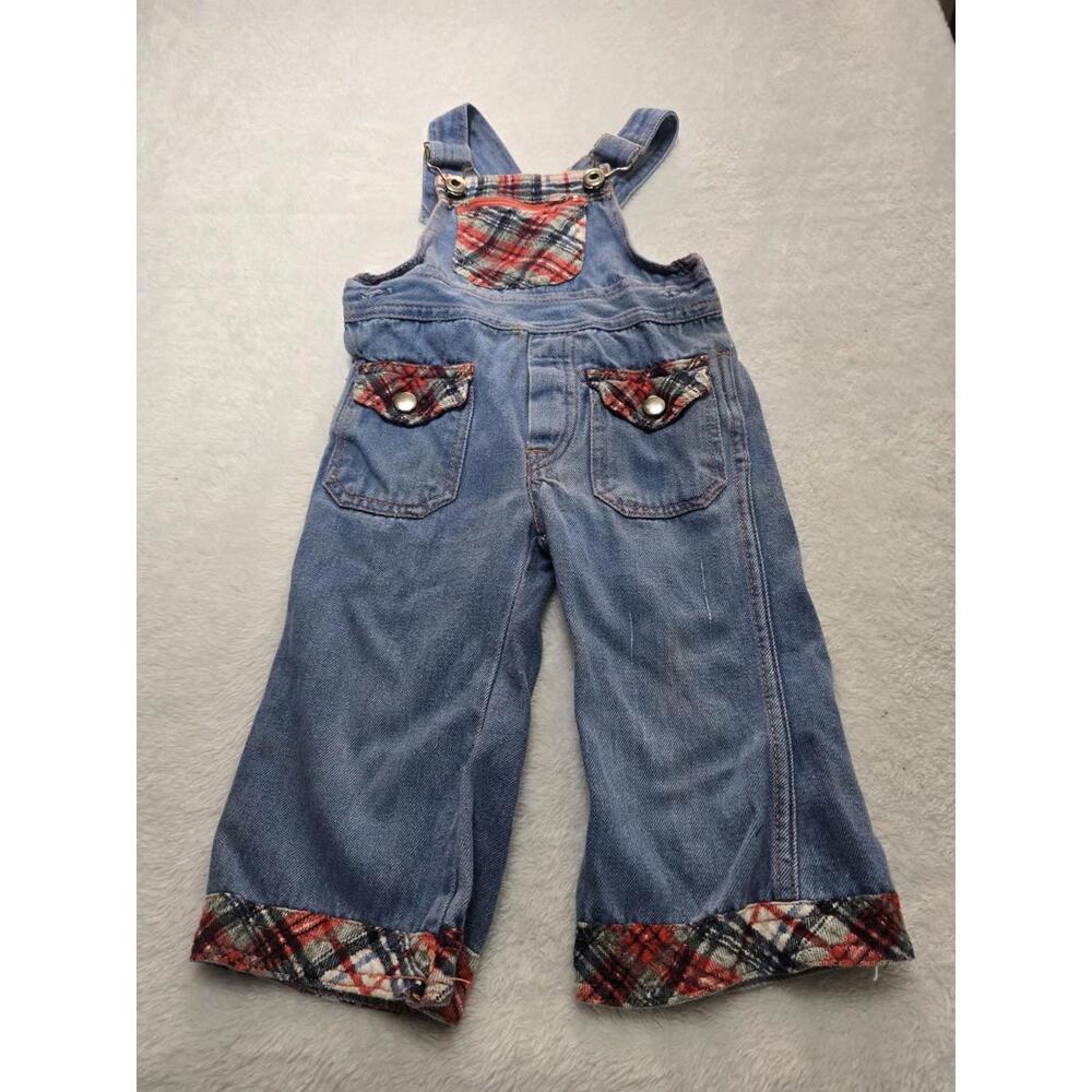 Vintage Denim Overalls Plaid (2T) Made In USA made in the mid 70's